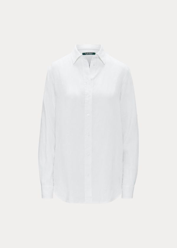 Camisa Ralph Lauren Mujer Blancos - Linen - WETFD5061